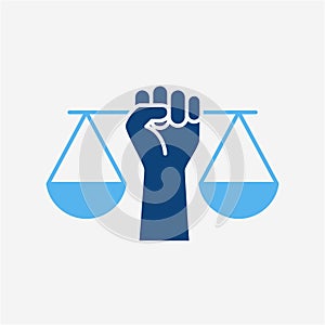 Justice Scales in Hand icon template design photo