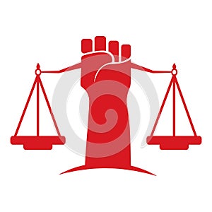 Justice Scales in Hand logo template design.