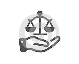 Justice scales icon. Judgement scale sign. Vector