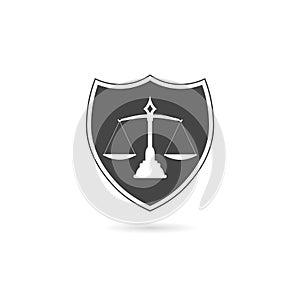 Justice scales icon with shadow