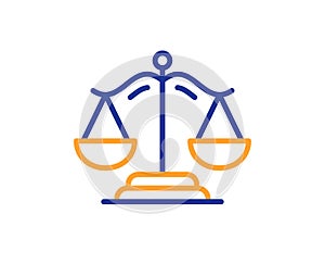 Justice scales line icon. Judgement scale sign. Vector