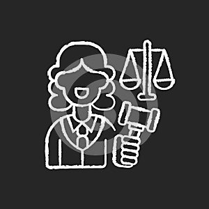 Justice sector chalk white icon on black background