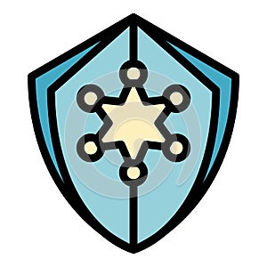 Justice shield icon color outline vector