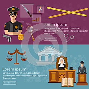 Justice system banner crime and punishment