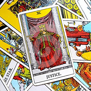 Justice Tarot Card Court and Law, Legalities, Contracts, Documents