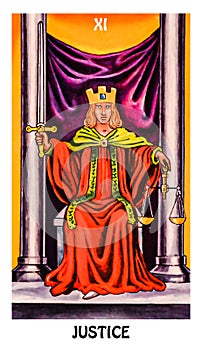 Justice Tarot Card Major Arcana Rider Waite Smith