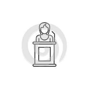 Justice witness outline icon. Elements of Law illustration line icon. Signs, symbols and vectors can be used for web, logo, mobile