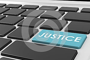 Justice word on laptop keyboard