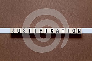 Justification word concept on cubes
