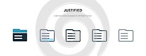 Justified icon in different style vector illustration. two colored and black justified vector icons designed in filled, outline,