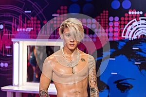 Justin Bieber wax figure at Madame Tussauds museum in Istanbul.