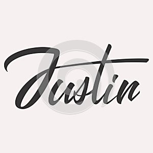 Justin English name greeting lettering card photo