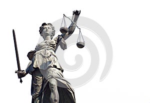 Justitia isolated on a white background