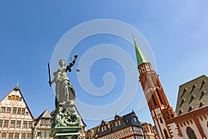 Justitia - Lady Justice - sculpture on the Roemerberg square in photo