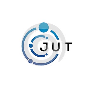 JUT letter technology logo design on white background. JUT creative initials letter IT logo concept. JUT letter design