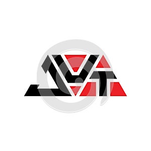 JUT triangle letter logo design with triangle shape. JUT triangle logo design monogram. JUT triangle vector logo template with red