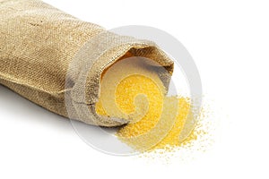 Jute bag with cornmeal