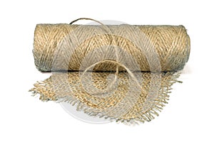 Jute fabric and spool of burlap threads