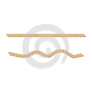 Jute or hemp twisted natural brown rope vector Illustration