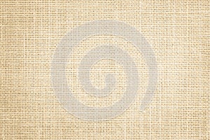 Jute hessian sackcloth burlap canvas woven texture background pattern in light beige cream brown color blank. Natural weaving