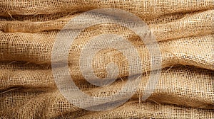 Jute hessian sackcloth canvas woven texture pattern background in light beige cream brown color blank empty.