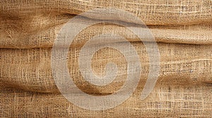 Jute hessian sackcloth canvas woven texture pattern background in light beige cream brown color blank empty.