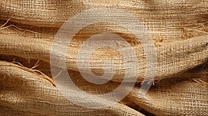 Jute hessian sackcloth canvas woven texture pattern background in light beige cream brown color blank empty.