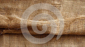 Jute hessian sackcloth canvas woven texture pattern background in light beige cream brown color blank empty.