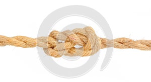 Jute Rope with figure-eight knot on white Background