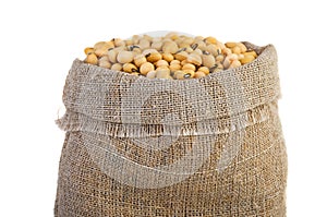 Jute sacks with soja beans photo