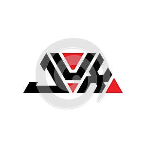 JUX triangle letter logo design with triangle shape. JUX triangle logo design monogram. JUX triangle vector logo template with red