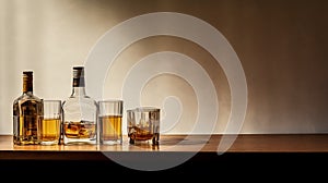 Juxtaposition Of Light And Shadow Minimalist Still Lifes With Whiskey Glasses