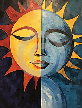 Face of the moon and sun