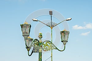 Juxtaposition of Streetlamps old and new