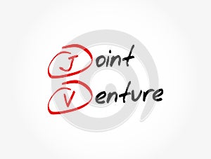 JV - Joint Venture acronym, business concept background