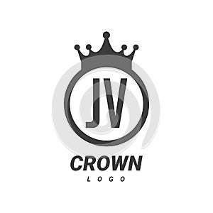 JV Letter Logo Design with Circular Crown