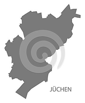Jüchen German city map grey illustration silhouette shape