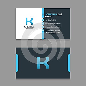 K Abstract Letter logo with Modern Corporate Business Card design Template VectorN