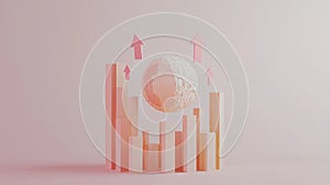 8K Bitcoin growth chart in minimalist 3D render globally