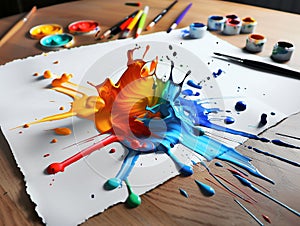 4k color paint explosion drops in water on a solid background