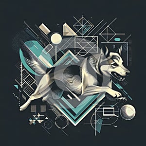 K9 dog Jumps Through Geometric Shapes photo