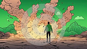4K Hand Drawn Cartoon Smoke Explosion Animation Green screen Chroma key 2D Anime Manga Flash FX Comic Elements Backgorund Pre photo