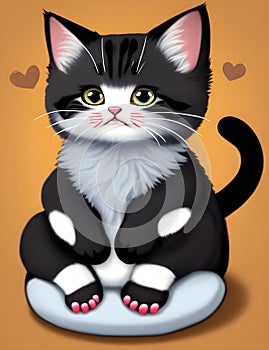 a cartoon cat with a heart on its face photo