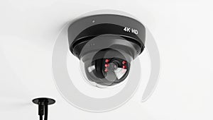 4K HD security camera installed on white ceiling