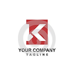 K, IK initials rectangle geometric logo and icon