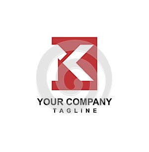 K, IK initials rectangle geometric logo and vector icon