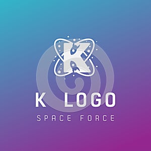 k initial space force logo design galaxy rocket vector in gradient background