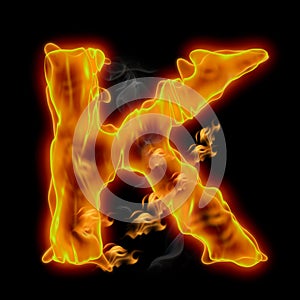 K - Letter of the Alphabet Made of Fire