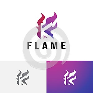 K Letter Burning Hot Fire Flame Initial Logo Symbol