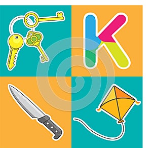K Letter Flashcard Vector
